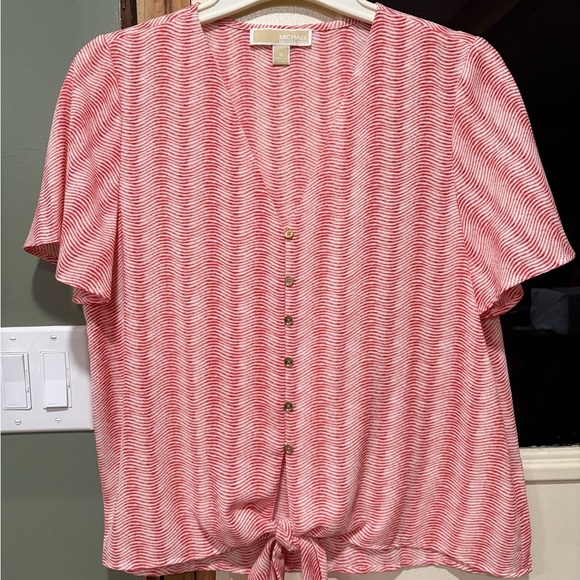 MICHAEL Michael Kors Tops - MICHAEL Michael Kors red Wave Button-Down Blouse